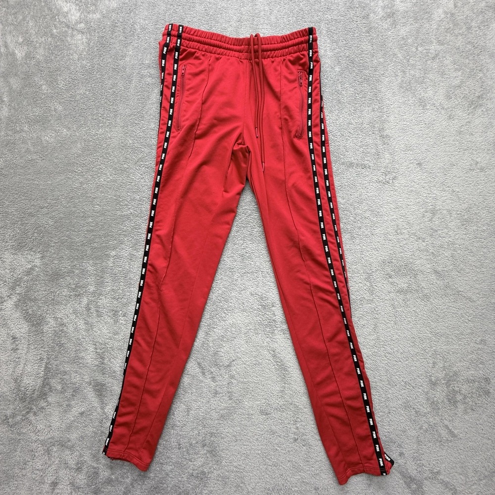 PINK Pants Womens Small Red Jogger Tapered Drawstring Pockets Stretch Activewear